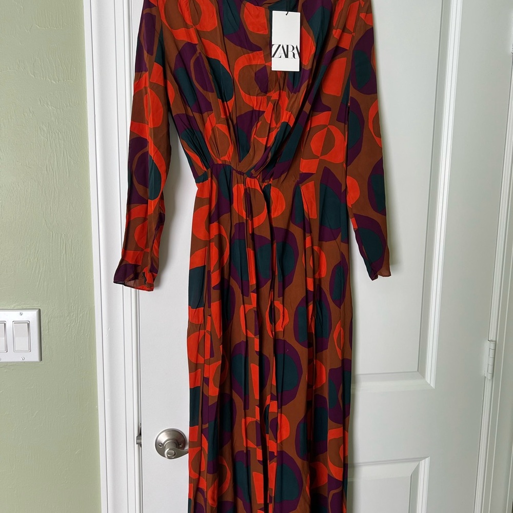 Zara Black and Red Cowl Neck Bishop Sleeve Sundress - Picture 1 of 2